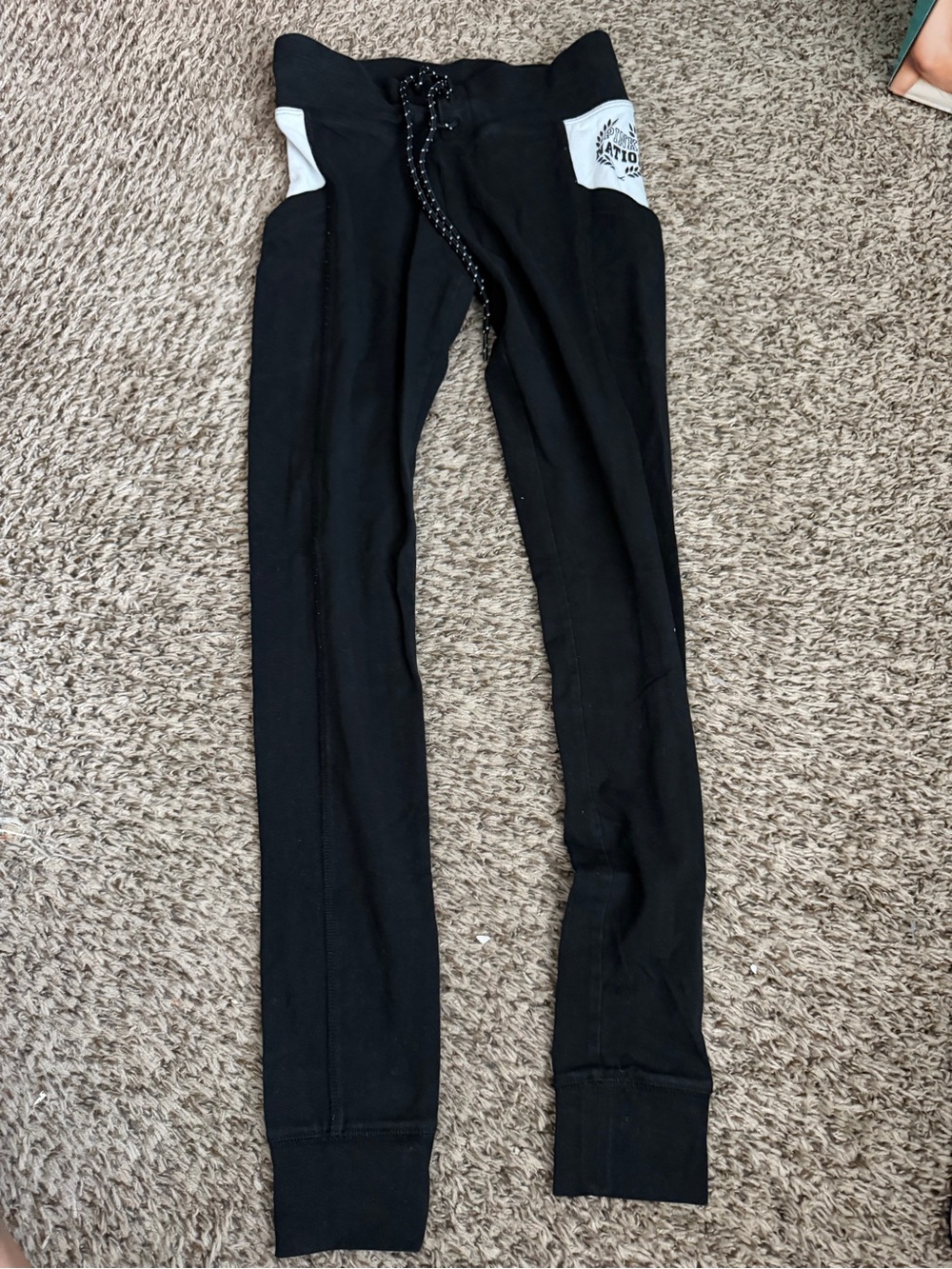 PINK Victoria's Secret Black Leggings with White Pocket Panels